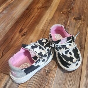 Hey Dude Kids Sneakers with Cow Print and Pink Lining